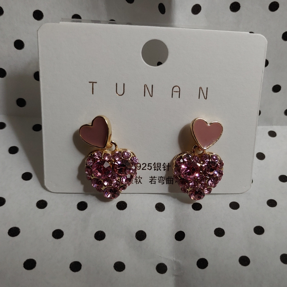 New Adorable Heart Shaped Jewel Korean Earrings